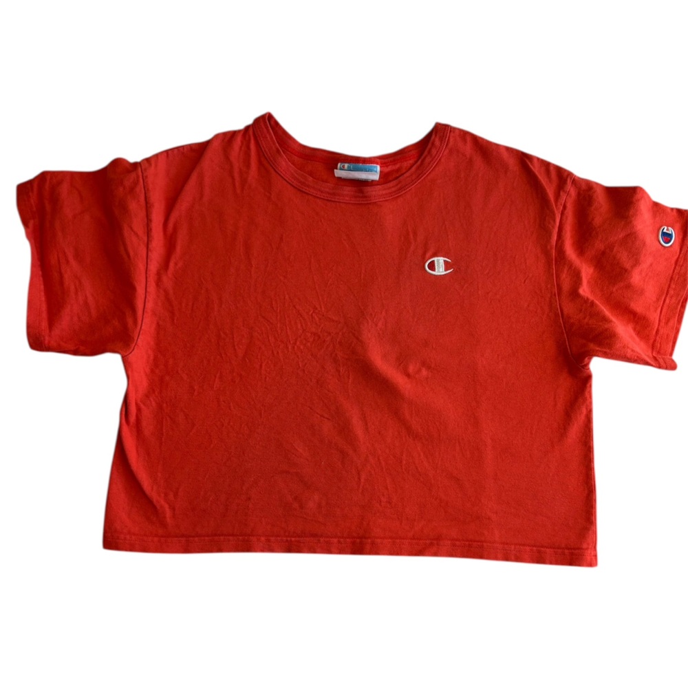 Vintage Champion Orange  Cropped Tee Size Medium